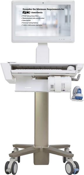 Height Adjustable Medical Cart with LCD Arm